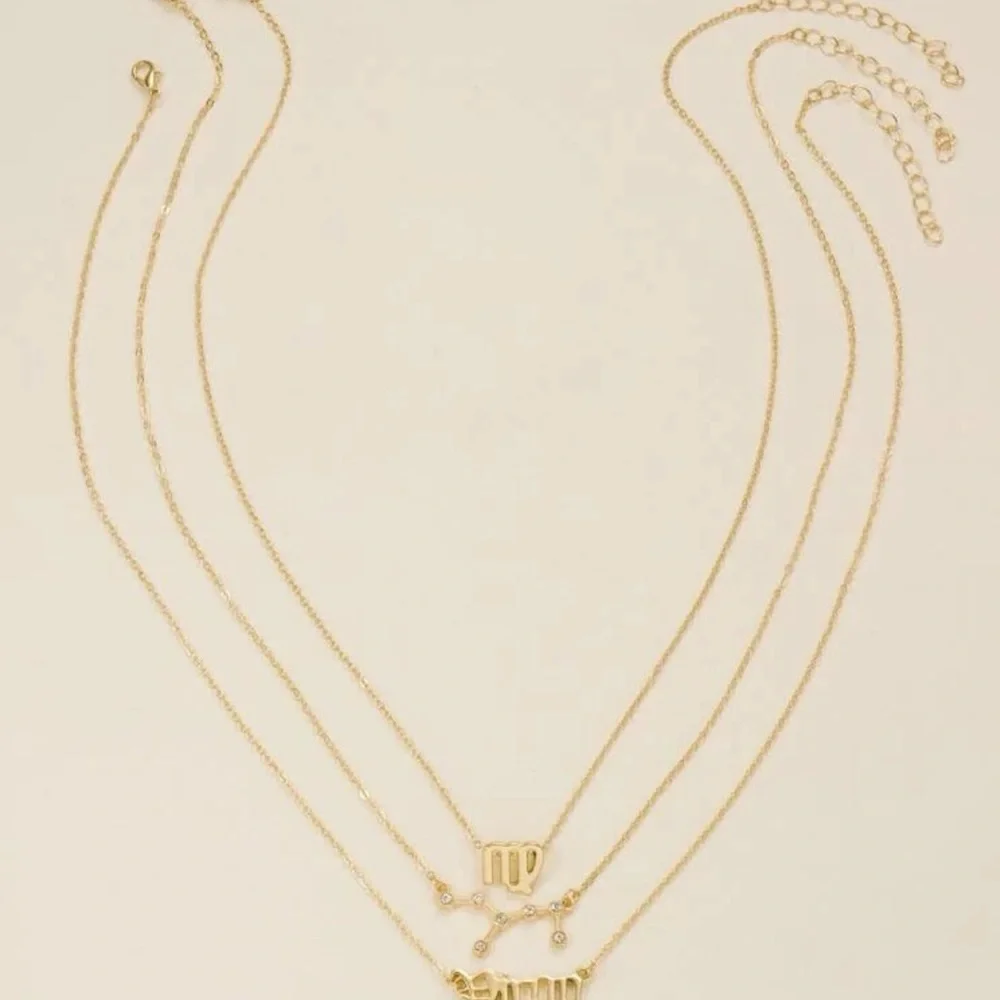 Virgo 3 pieces zodiac gold necklace - Picture 2 of 3